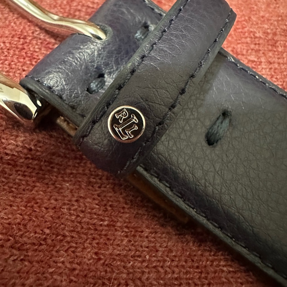 Lauren Ralph Lauren Navy Leather Belt - Picture 4 of 5